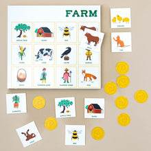 Load image into Gallery viewer, contents-of-farm-bingo-playing-cards-farm-cards-and-markers