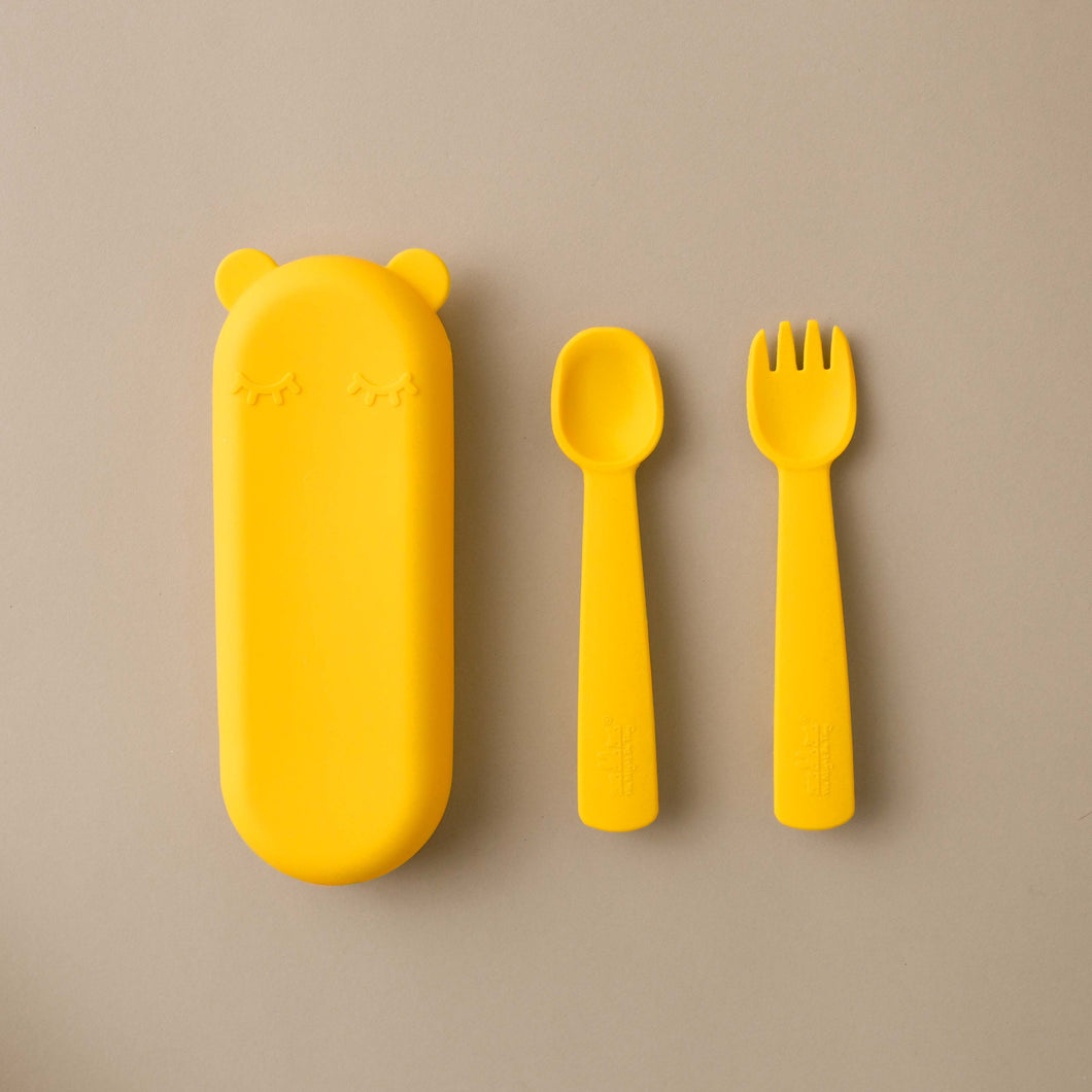 feedie-fork-and-spoon-set-with-travel-case-in-yellow