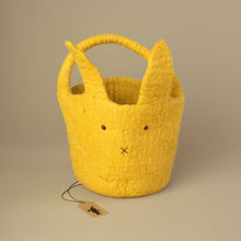 Load image into Gallery viewer, yellow-felted-basket-in-bunny-shape-with-long-ears-and-embroidered-bunny-face
