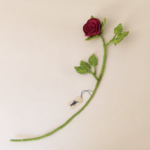 Load image into Gallery viewer, felt-long-stem-rose-ruby