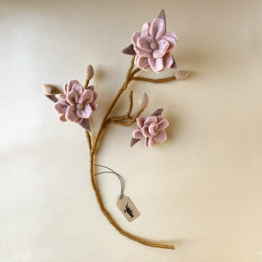 Felt Magnolia Branch | Dusty Rose Flowers - Home Decor - pucciManuli