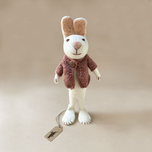 felt-white-rabbit-doll-wearing-rose-knit-jacket