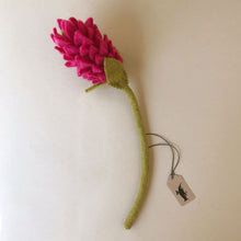Load image into Gallery viewer, felted-alpinia-flower-magenta-with-green-stem