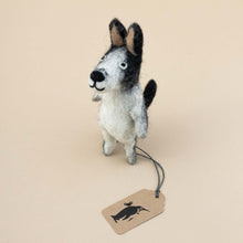 Load image into Gallery viewer, black-and-white-dog-felted-finger-puppet