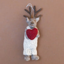 Load image into Gallery viewer, felted-grey-deer-ornament--heather-overalls-with-heart