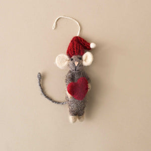 grey-felt-mouse-ornament-with-red-knit-cap-and-holding-red-heart