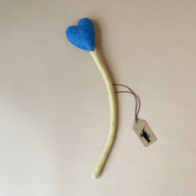 Load image into Gallery viewer, felted-heart-stem-blue-with-light-green-stem