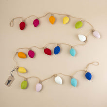 Load image into Gallery viewer, felted-holiday-light-garland-in-rainbow-colors