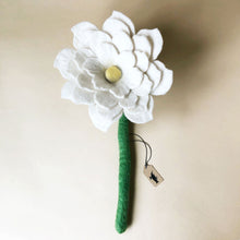 Load image into Gallery viewer, felted-lotus-white-with-green-stem