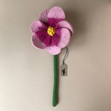 Load image into Gallery viewer, felted-magnolia-flower-pink-with-green-stem