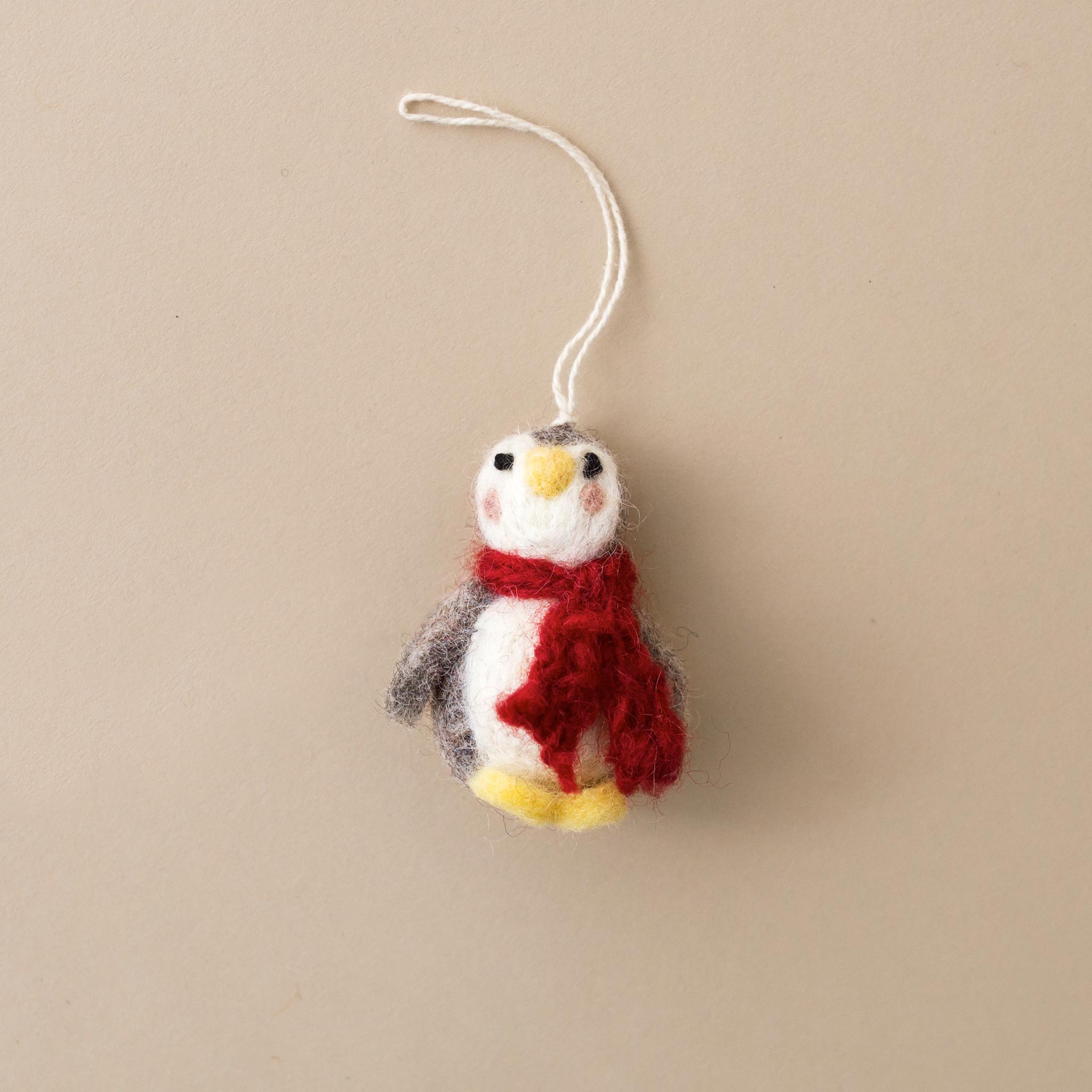 Felted Penguin Ornament | Ruby Scarf - Christmas - pucciManuli