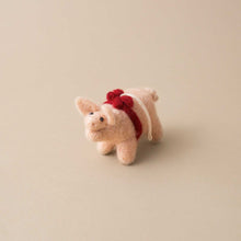 Load image into Gallery viewer, Felted Piggy with Red Ribbon - Christmas - pucciManuli