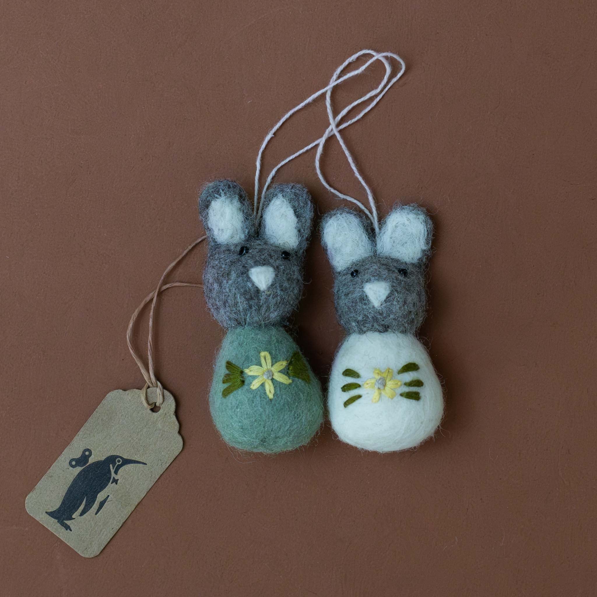 felted-pom-pom-bunny-ornament-set--grey-sage-with-flower-embroidery