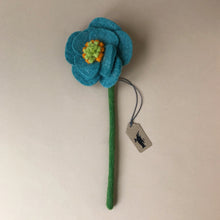 Load image into Gallery viewer, felted-poppy-flower-blue-with-green-stem