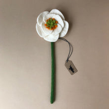 Load image into Gallery viewer, felted-poppy-flower-white-with-green-stem