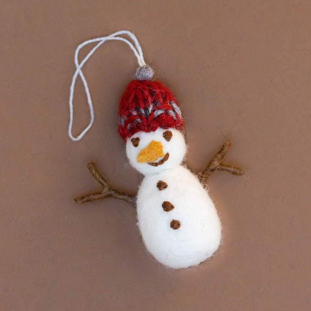 felted-snowman-ornament-red-knit-hat