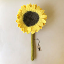 Load image into Gallery viewer, felted-sunflower-yellow-with-a-light-green-stem