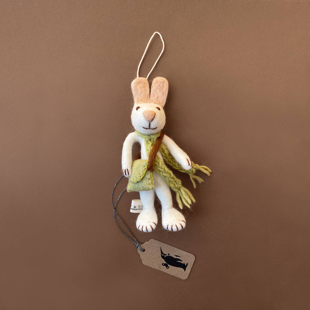 felted-white-rabbit-onrmanet-with-green-scarf-and-green-bag