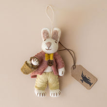 Load image into Gallery viewer, felted-white-rabbit-ornament-rose-jacket-with-egg-basket