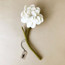 Load image into Gallery viewer, felted-zinnia-flower-white-with-light-green-stem