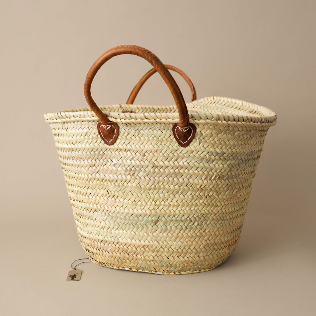 French Market Bag with Long Leather Handles