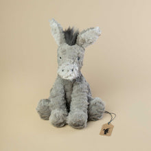 Load image into Gallery viewer, grey-fluffy-sitting-donkey-with-long-ears