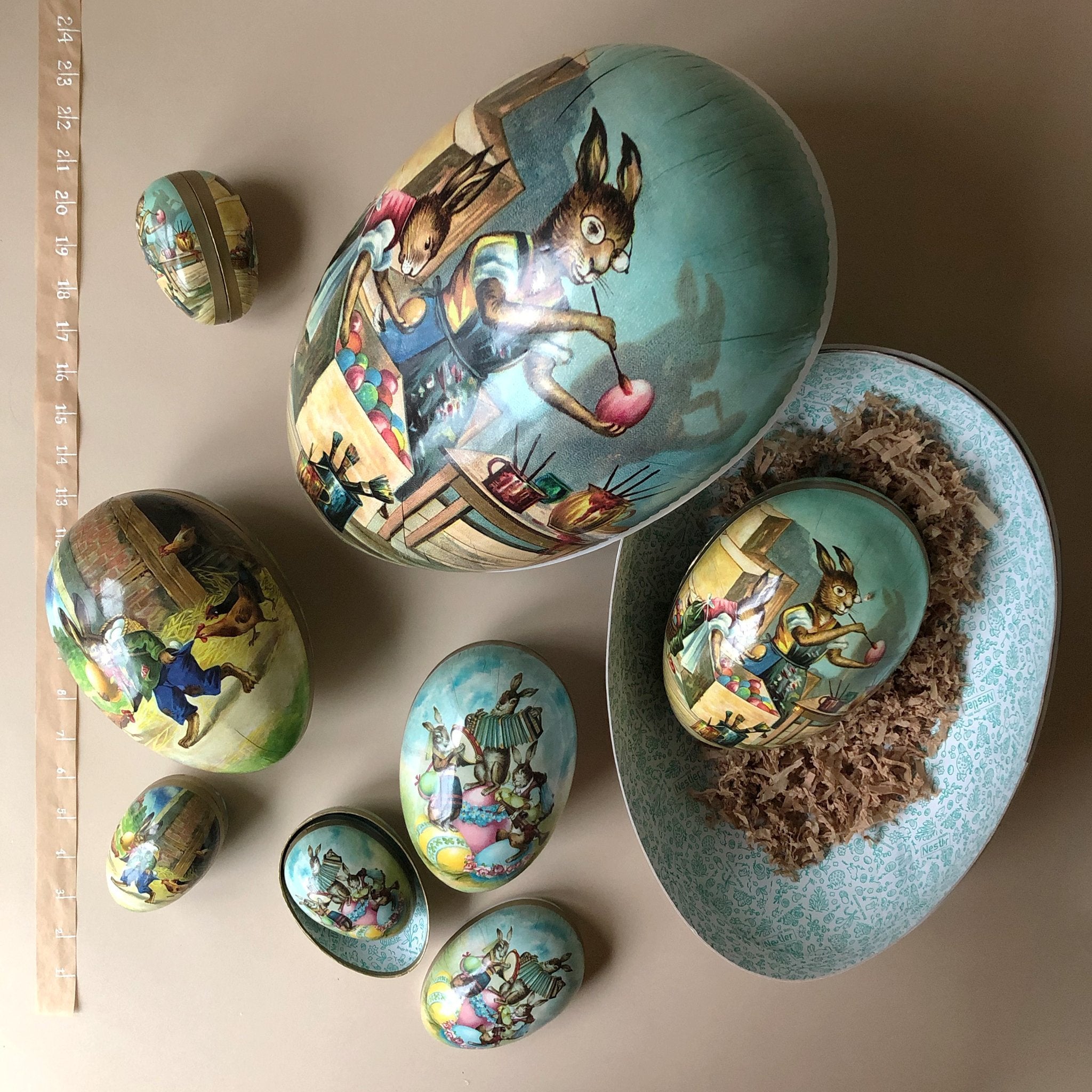 Set of 12 factory Paper Mache Easter Eggs Made in Germany