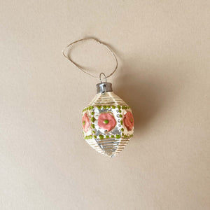 German Glass Ornament | Hexagon with Rose Flower - Christmas - pucciManuli
