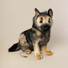 Load image into Gallery viewer, realistic-looking-german-shepherd-puppy-stuffed-animal-in-sitting-position