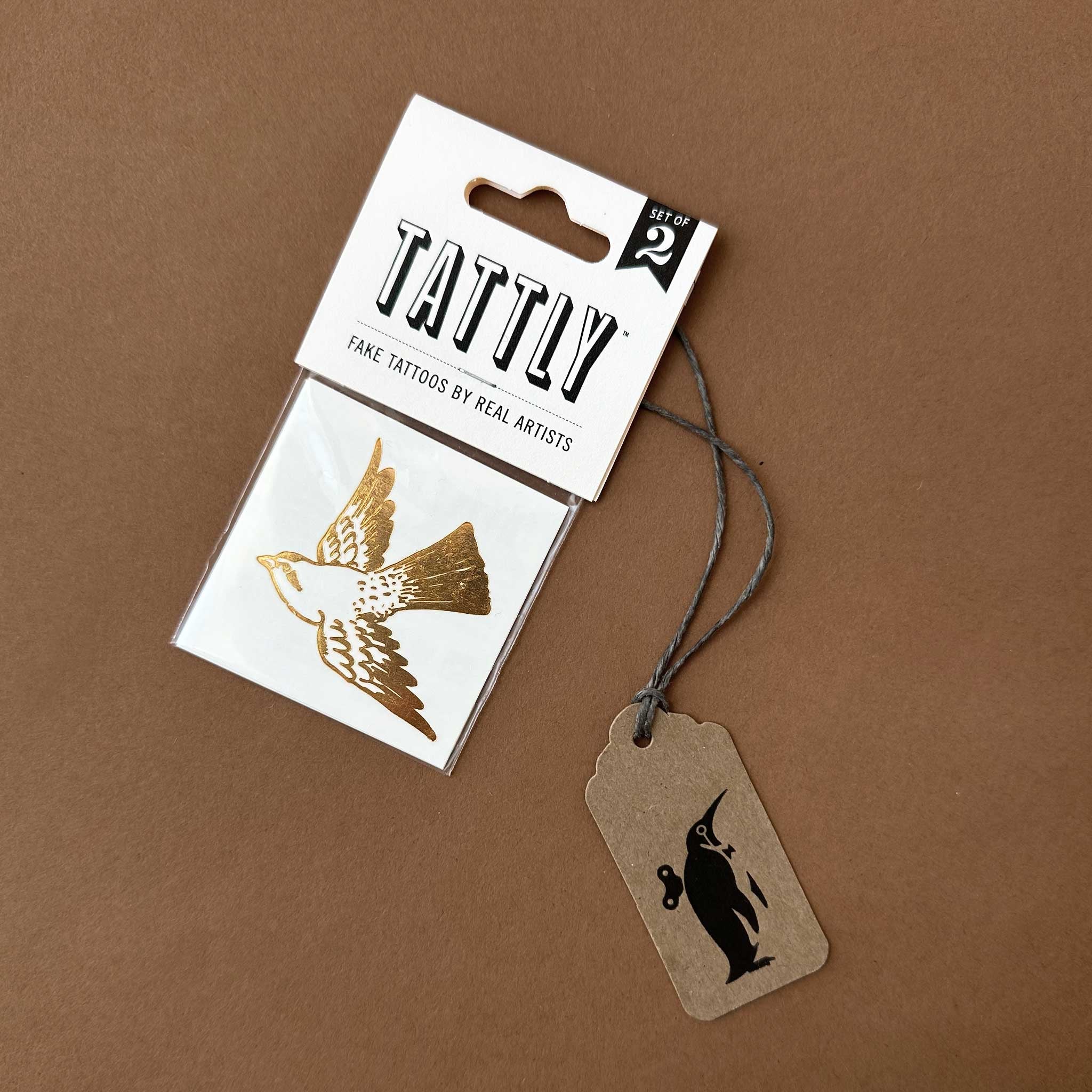 Cartolina Bird Temporary Tattoo Pair | Gold