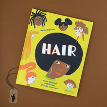 Load image into Gallery viewer, hair-book-featuring-diverse-illustrations-of-hair-styles-on-yellow-cover
