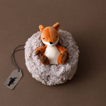 Load image into Gallery viewer, small-orange-fox-stuffed-animal-in-oatmeal-nest
