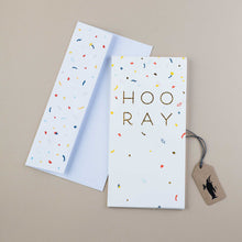 Load image into Gallery viewer, hooray-pop-up-greeting-card-and-envelope-covered-in-confetti