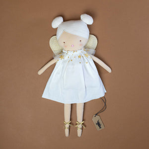 hope-fairy-doll-gold-wings-ivory-dress-with-gold-star-tulle-and-white-hair-in-two-buns