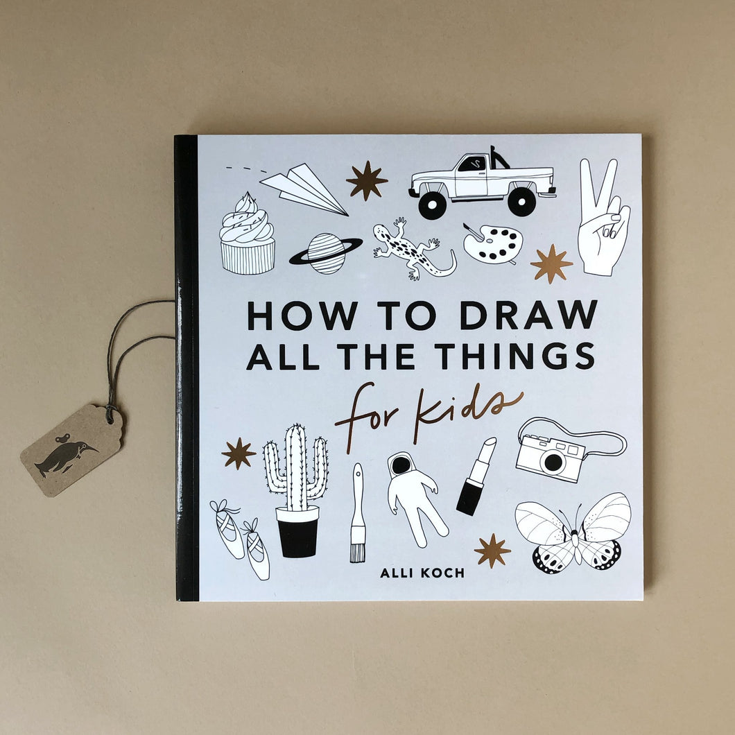 how-to-draw-all-the-things-for-kids-book-with-black-and-white-drawn-illustrations-on-an-grey-background
