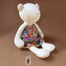 Load image into Gallery viewer, white-bear-plush-with-colorful-floral-dress