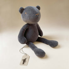 Load image into Gallery viewer, black-bear-plush-with-stitched-details-sitting-upright