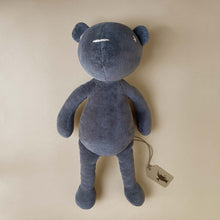 Load image into Gallery viewer, dark-grey-bear-with-stitched-details-laying-down