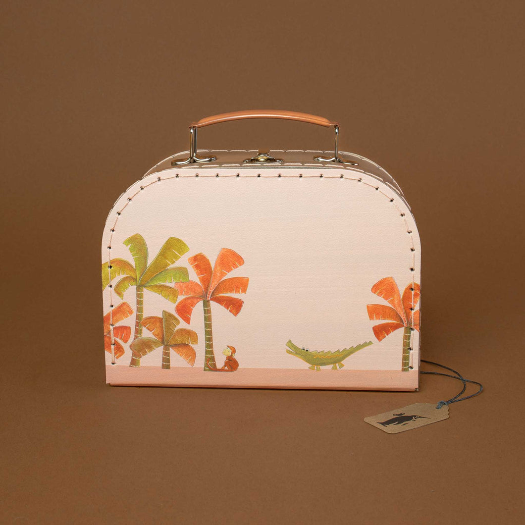 two-tone-suitcase-of-antique-pink-and-dusty-rose-featuring-a-palm-tree-monkey-and-alligator-illustration