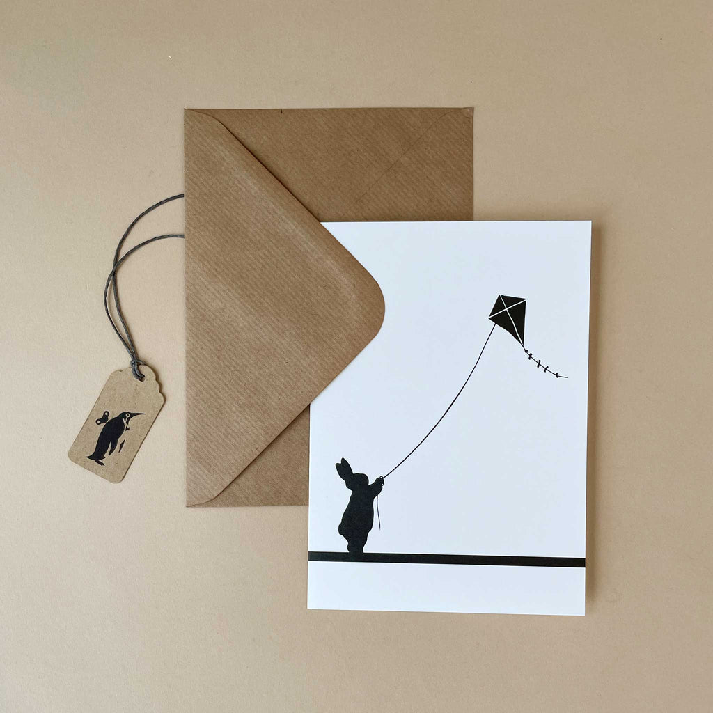 Kite Flying Rabbit Greeting Card