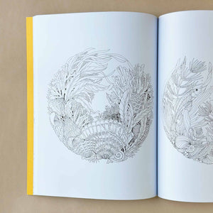 Open page of the book Beautiful Planet by Leila Duly showing an intricate seascape to color.