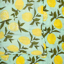 Load image into Gallery viewer, detail-of-muslin-fabric-and-lemon-pattern