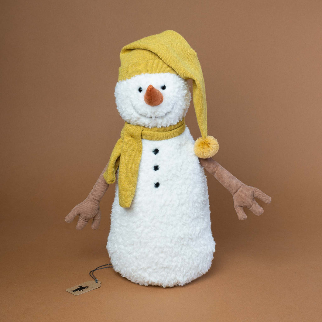white-snowman-with-yellow-hat-and-scarf