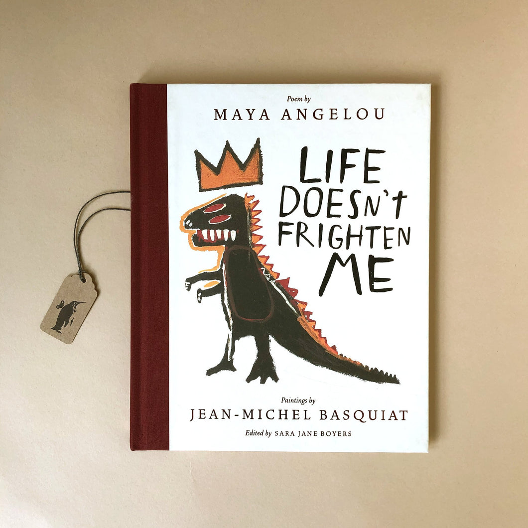 life-doesn't-frigten-me-hardcover-book-with-dinosaur-like-monster-in-a-crown-illustration
