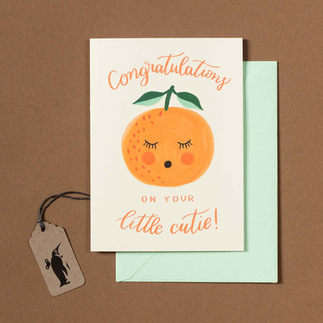 congratulations-on-your-little-cutie-greeting-card-with-illustrated-clementine-and-green-envelope