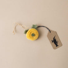 Load image into Gallery viewer, little-felt-flower-topper-yellow-rose-with-twine-haning-loop