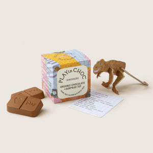 built-t-rex-and-unwrapped-chocolates-displayed