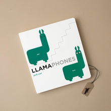 Load image into Gallery viewer, front-cover-llamaphones-board-book-with-2-green-llamas