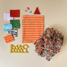 Load image into Gallery viewer, make-your-own-monster-kit-contents-of-knit-pieces-scraps-and-recycled-wool-filling