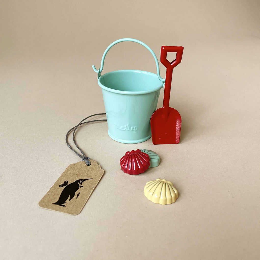Matchbox Mouse Accessories | Mini Beach Bucket, Shovel & Shells - Pretend Play - pucciManuli